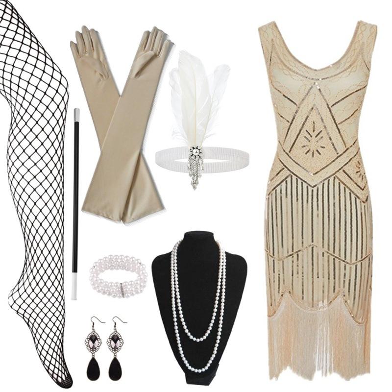 1920s Gatsby-Inspired Sequin Tassel Evening Dress