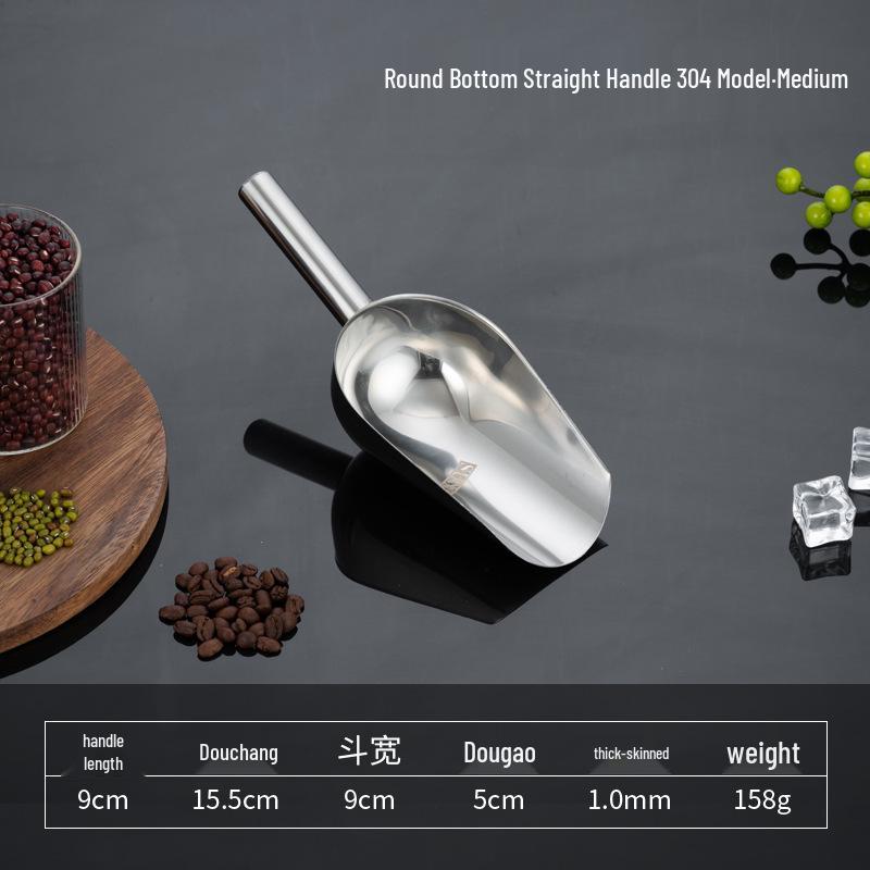 Stainless Steel Multipurpose Scoop with Extended Hanging Handle for Ice, Rice, Dried Fruit, Candy, and Flour.