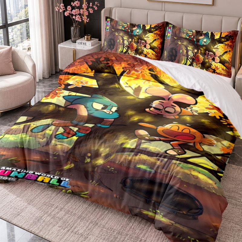 Amazing World of Gumball 3Pcs Bedding Set Duvet Cover With Two Pillowcases For Bedroom Home Decoration