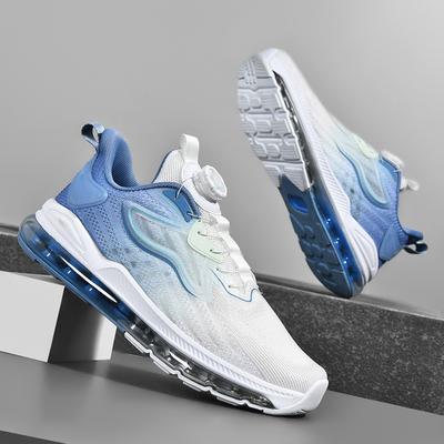 Air Cushion Sneakers Men's Rotating Buckle Full Palm Flying Weaving Four-season Running Shoes Large Size Men's Shoes