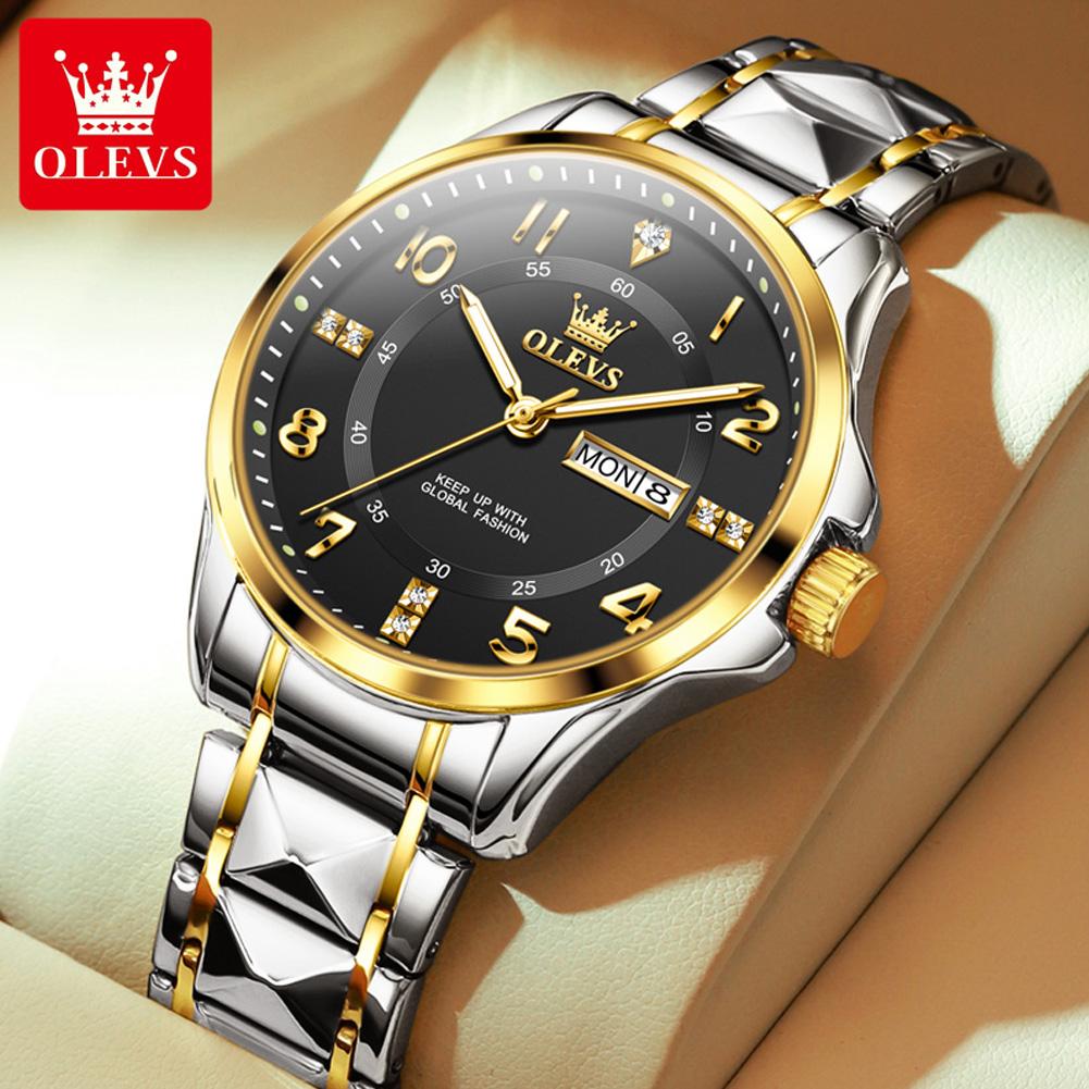 OLEVS 2910 Man Watch Fashion Classic Business Watch Digital Dial Dual Calendar Waterproof Luminous Original Quartz Men's Watches