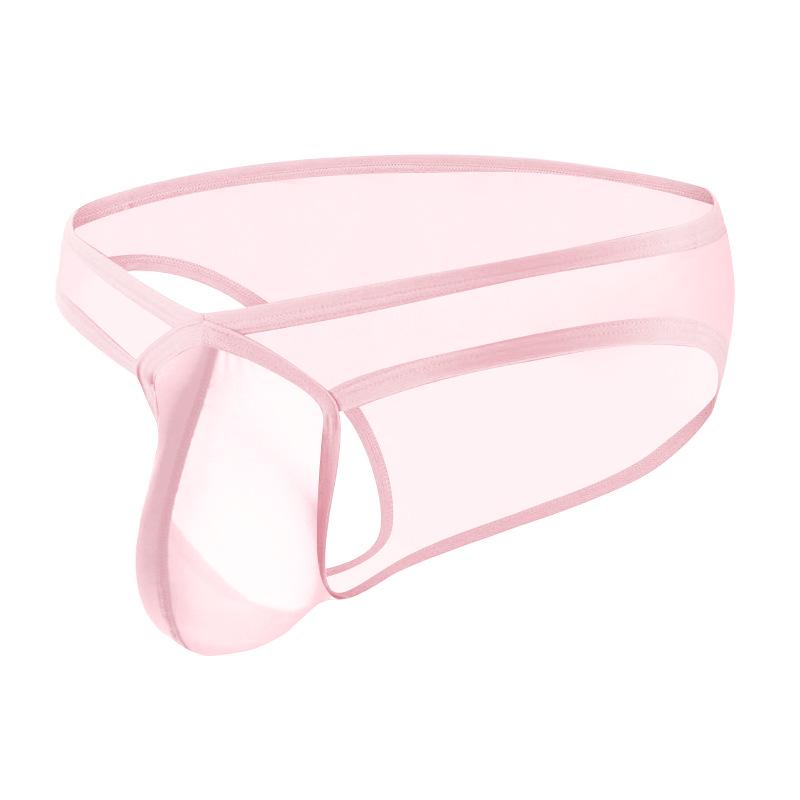 Pánské letní prodyšné trojúhelníkové spodní prádlo z ledového hedvábí s nízkým pasem - Módní, elastické, pohodlné a průhledné.