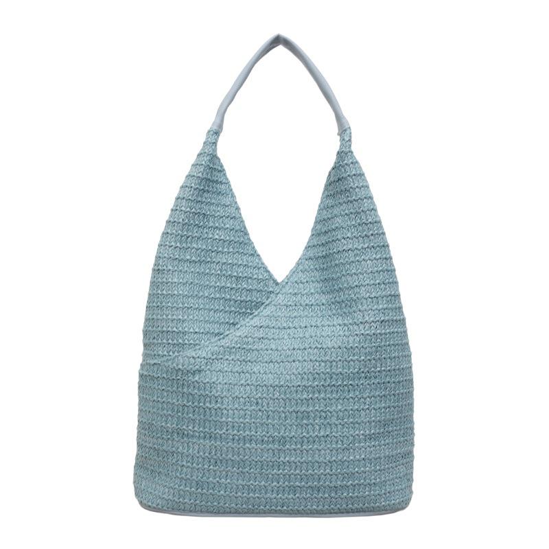 2023 Trendy Women's Large Capacity Textured Straw Tote & Shoulder Beach Bag