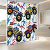 Monster Truck Shower Curtain – Playful Cartoon Cars, Bold Colors & Lightning Design, 70X70In, Polyester, Includes Hooks