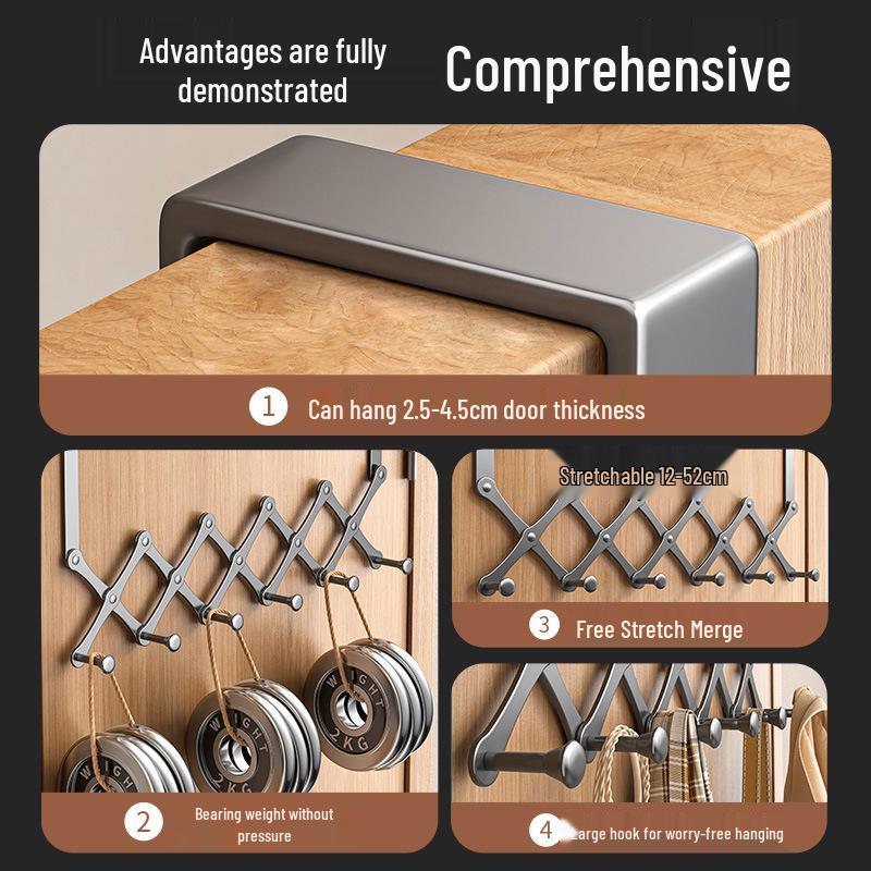 Door-Mounted Foldable Bag & Coat Rack with Stainless Steel Hooks