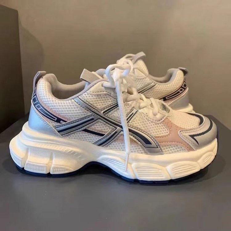 Thick Soled Mesh Breathable Dad Shoes, Women's Spring and Autumn Versatile Running Shoes, Ins Trendy Casual Sports Shoes