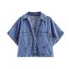 European and American French women's clothing fashionable and versatile temperament casual, denim short shirt + denim skirt pants