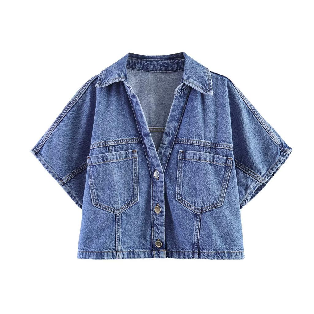 European and American French women's clothing fashionable and versatile temperament casual, denim short shirt + denim skirt pants