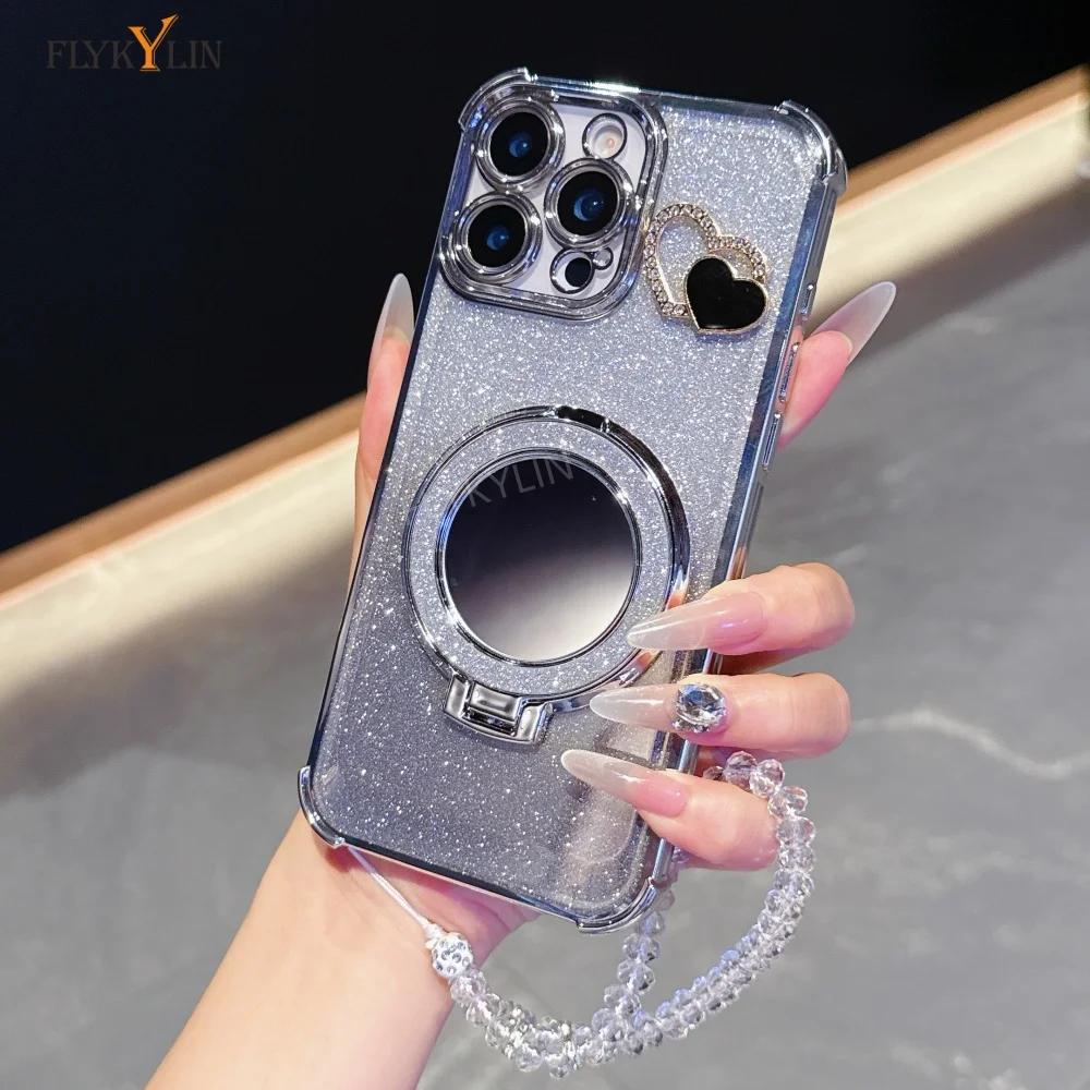 Nárazuvzdorný pokovený kryt na telefon pro Xiaomi Redmi Note 14 13 Pro Plus 5G 4G 11S 12 10S 9 Zrcadlový magnetický držák kryt