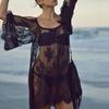 Sexy Frauen Spitze Häkeln Perspektive Schulterfrei Strand Bademode Cover Up Kittel