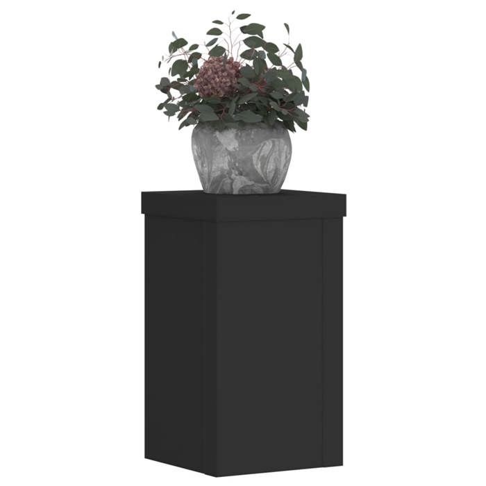 VidaXL Supports pour plantes 2 pcs noir 10x10x18 cm bois d'ingénierie, support de fleurs, support de pot, support pour 852880