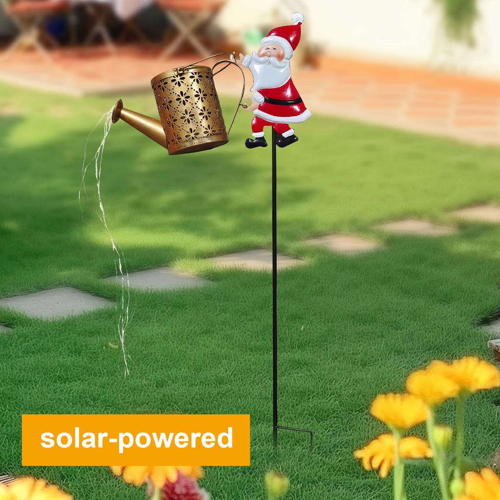 1 Pack Santa Solar Lawn Light Solar Santa Garden Lights Solar Santa Watering Can Lights for Landscape Patio Pathway Yard