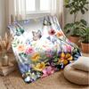 Colorful Floral Butterflies Blanket Personalized Name Flannel Blanket Soft Cozy Plush Throw for Sofa Bed Lightweight Home Decor
