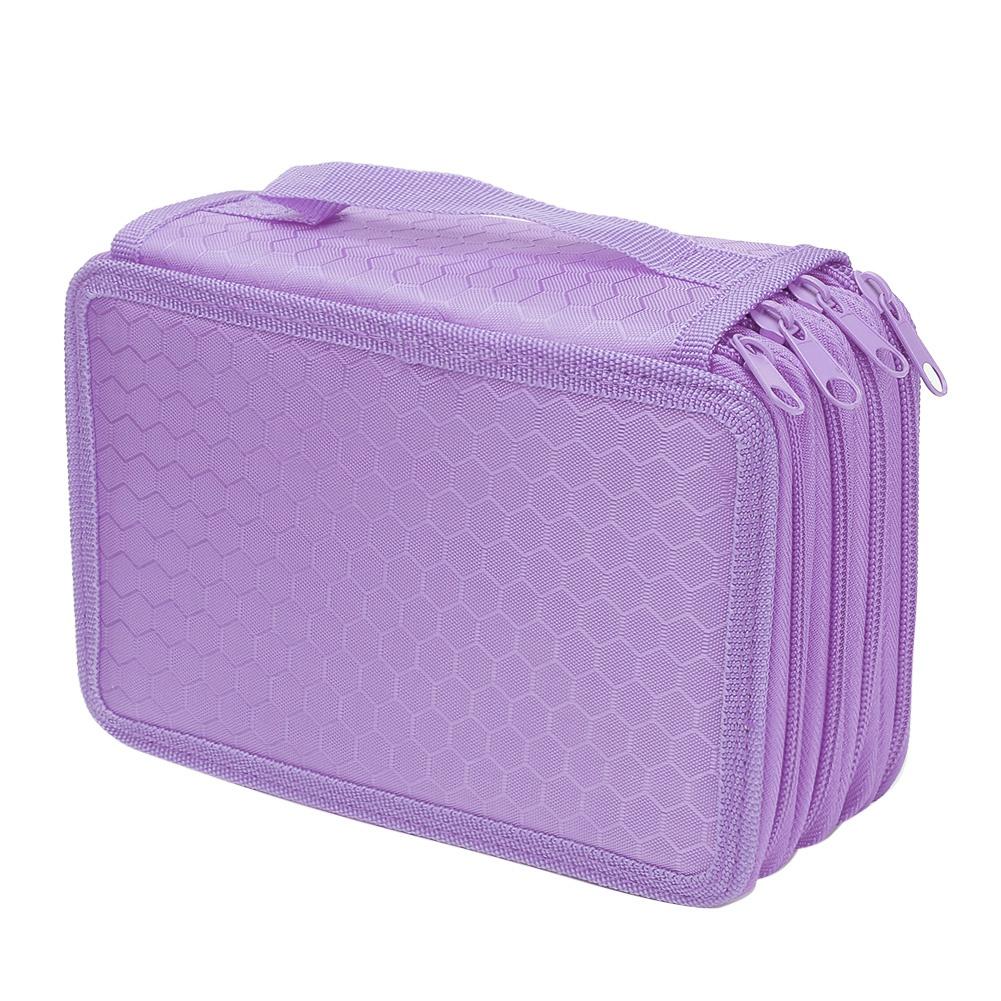 Square Four layer 72 Holes Sketch Art Drawing Pencil Case Organizer Pure Color Pen Bag