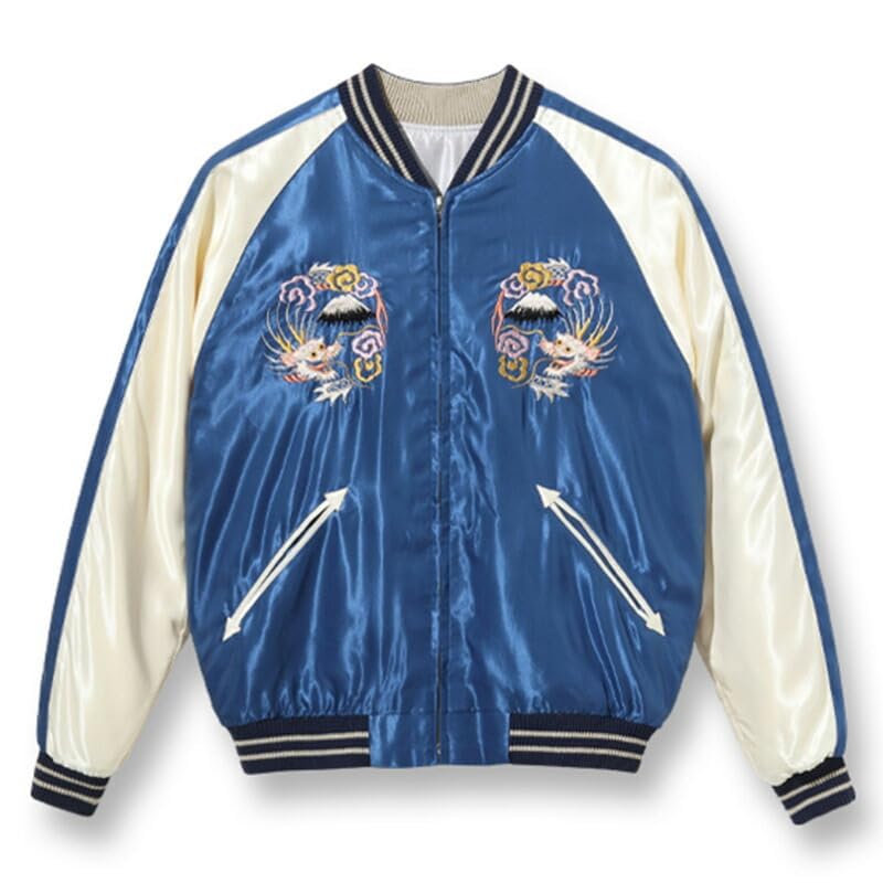 Taylor Toyo Souvenir Jacket Sukajan Lot Late 1940s Style Acetate Souvenir Jacket 190 Silver L No. TT15390-190 / “EAGLE” × “JAPAN MAP”