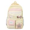 Plaid Backpack Junior High School Student Lightweight Schoolbag Color Block Large Capacity Backpack