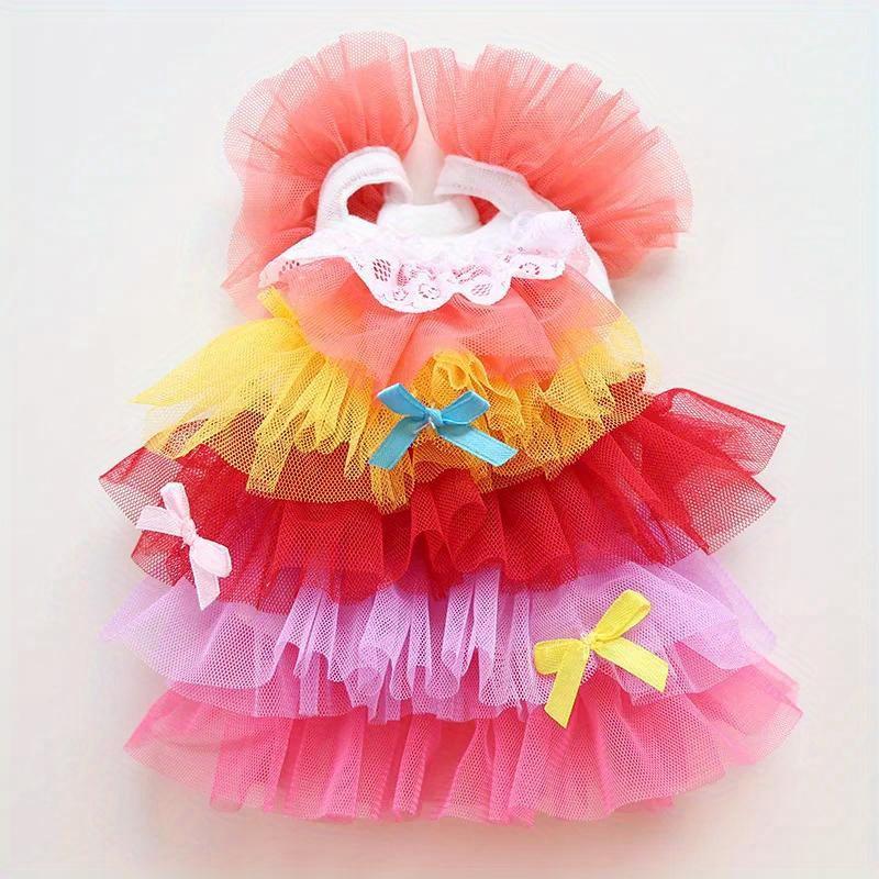 

Summer Spring Dog skirt thin Teddy bear small pet clothes colorful gradient Pompadour princess skirt XL червоний