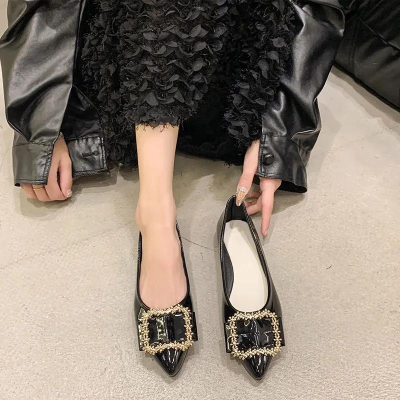 Fashion With Crystals Slip-on Pointed Toe Diamond Sexy Woman Flats Rhinestone Genuine Mark Offer Discount 39 Summer 2025 Shoes for Women