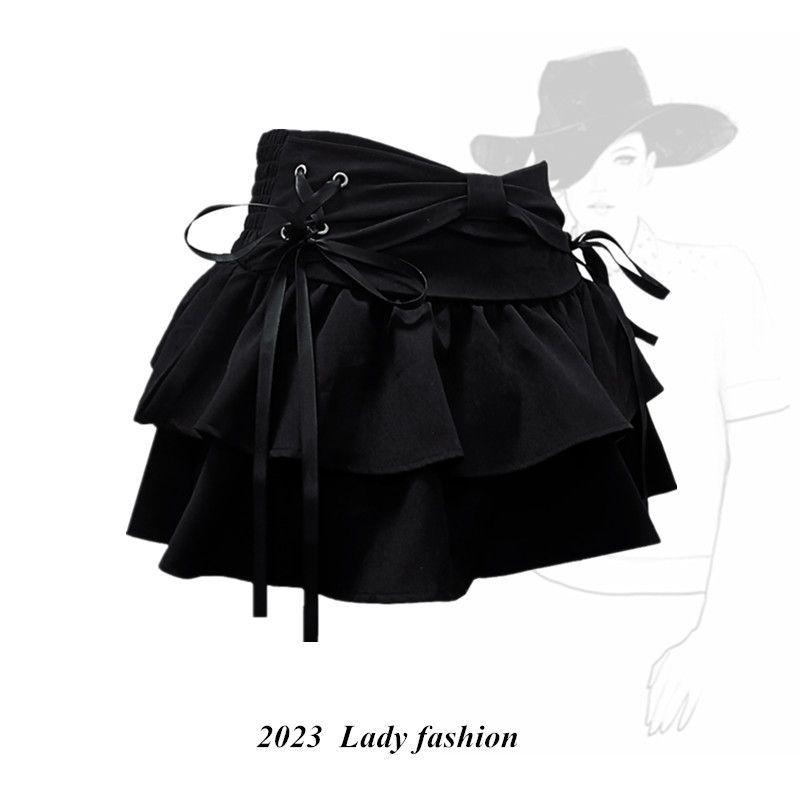 

Spring and autumn new Korean blue denim pleated skirt, Spice Girl a word thin skirt design half-length culottes women XL