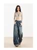Women's High-Waist Retro Blue Wide-Leg Jeans - Autumn/Winter 2025 Collection.