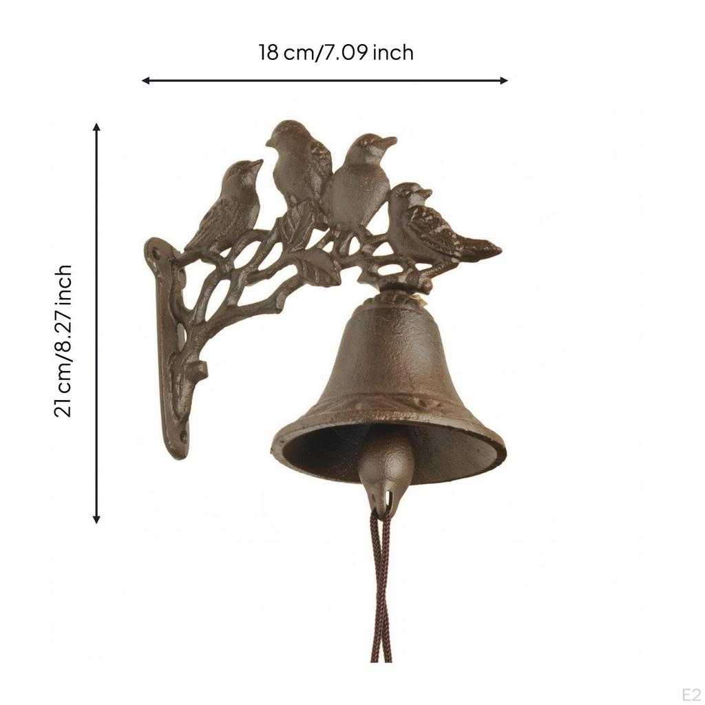 Wall Bell with Birds Antique Entry Functional for Garden