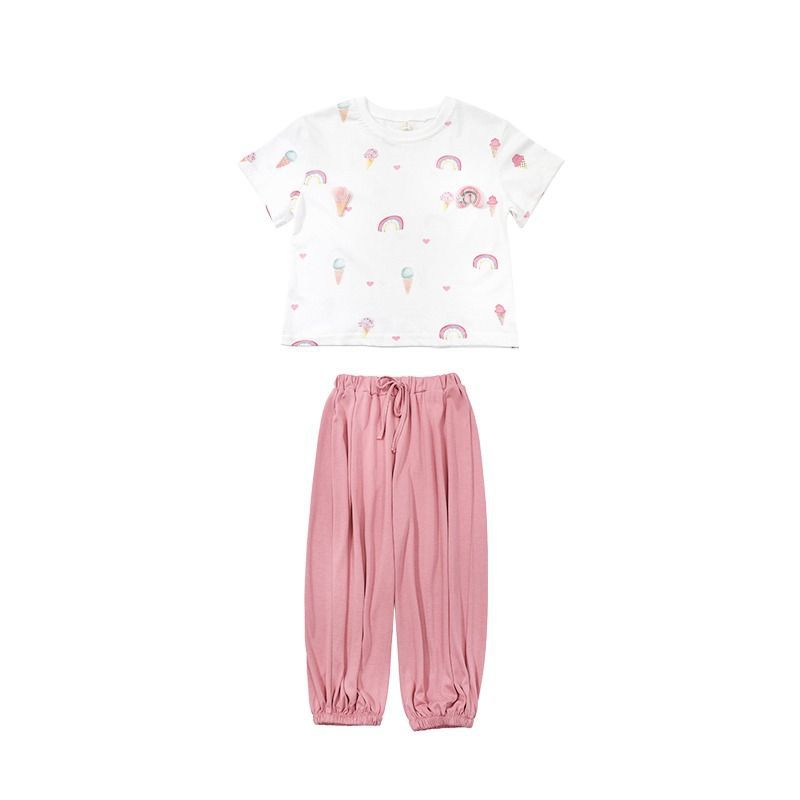Girls Summer Thin Short Sleeve Set Stylish Baby Fashionable Two Piece Outfit