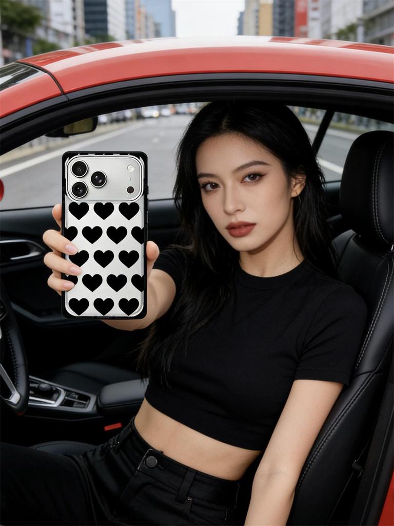 Heart Apple iPhone 15 Pro Max Transparent Square Anti-Fall Case