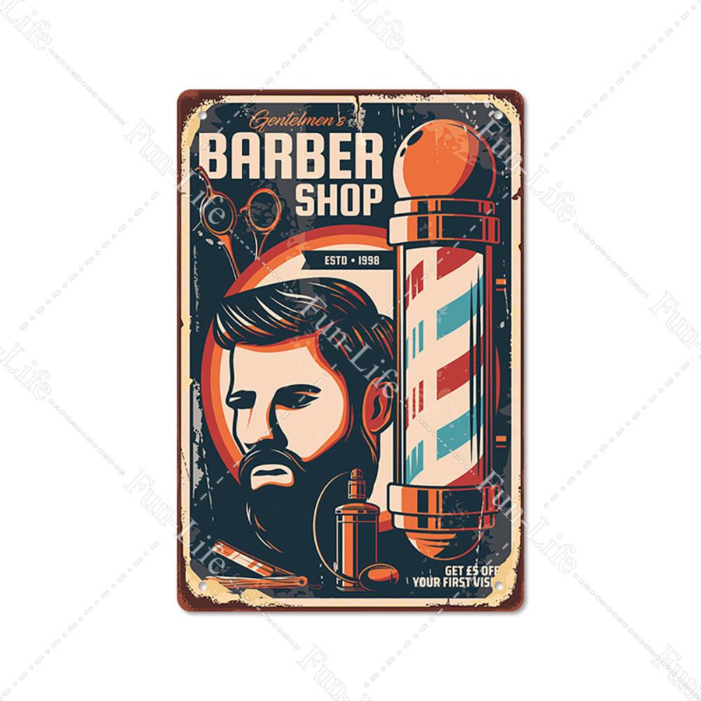 2024 New Barbershop Retro Plate Poster Vintage Home Decor Retro Metal Tin Signs Pub Car Garage Wall Art Home Decor 20x30cm