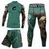 Mens Quick-Dry Compression Athletic Set: Short Sleeve T-Shirt Long Pants Gym Running Training 2025