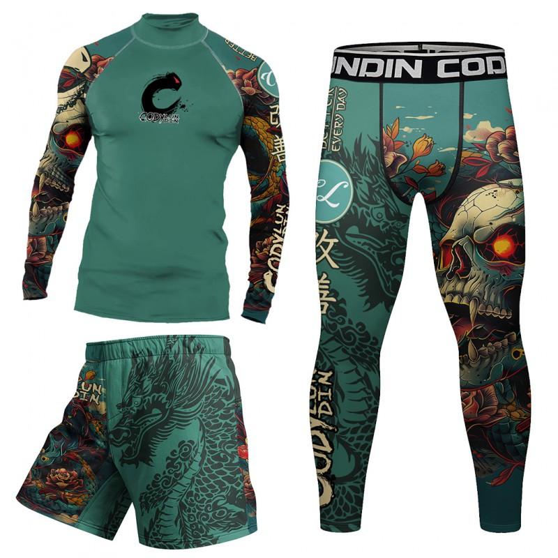 Mens Quick-Dry Compression Athletic Set: Short Sleeve T-Shirt Long Pants Gym Running Training 2025