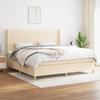 3132182 vidaXL Divan Bed with Mattress Cream 200x200 Cm Fabric