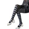 Damen 50D Nylon Blickdichte Strumpfhose mit breiten Streifen, für Erwachsene, Halloween, Horizontale bunte Streifen, Strumpfhose für Cosplay und tägliches Tragen