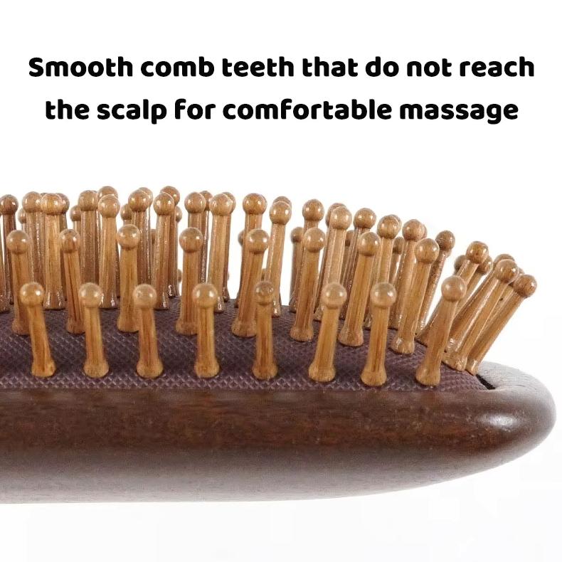 Durable High-End Solid Natural Wood Hairbrush for Women Salon Use Skin-Friendly Compact Styling Tool with Air Cushion