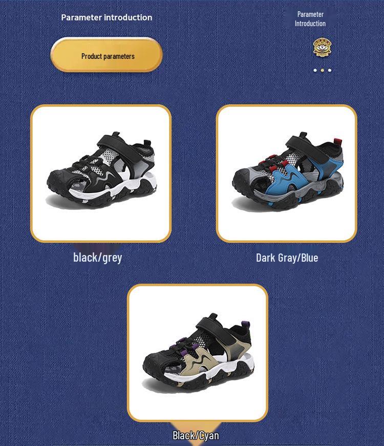 Boys' Summer 2026 Breathable Non-Slip Closed-Toe Sports Sandals with Soft Soles