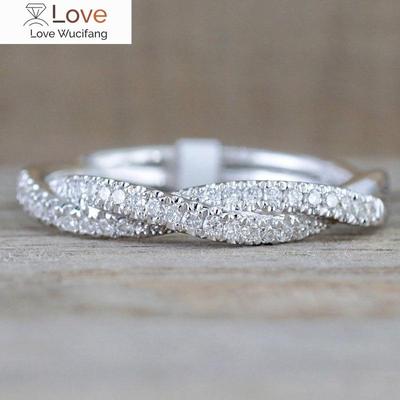 Neu gestaltete Twist-Ringe mit schillernden CZ-Silberfarben-Bändern für Frauen, hochwertiger Modeschmuck