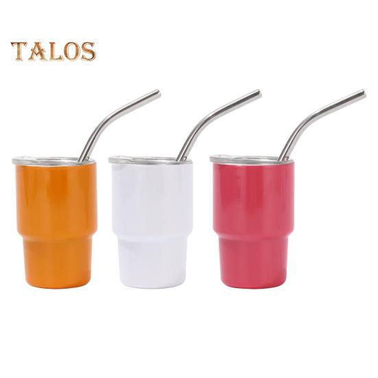 

Мини-стакан с трубочкой и крышкой, термокружка из нержавеющей стали на 3 унции, герметичный изолированный стакан для коктейлей с виски A