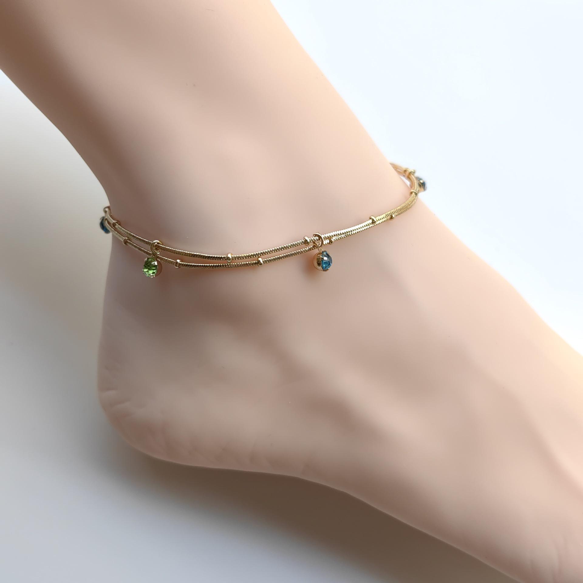 Electroplated Star Rhinestone Multi-layer Anklet