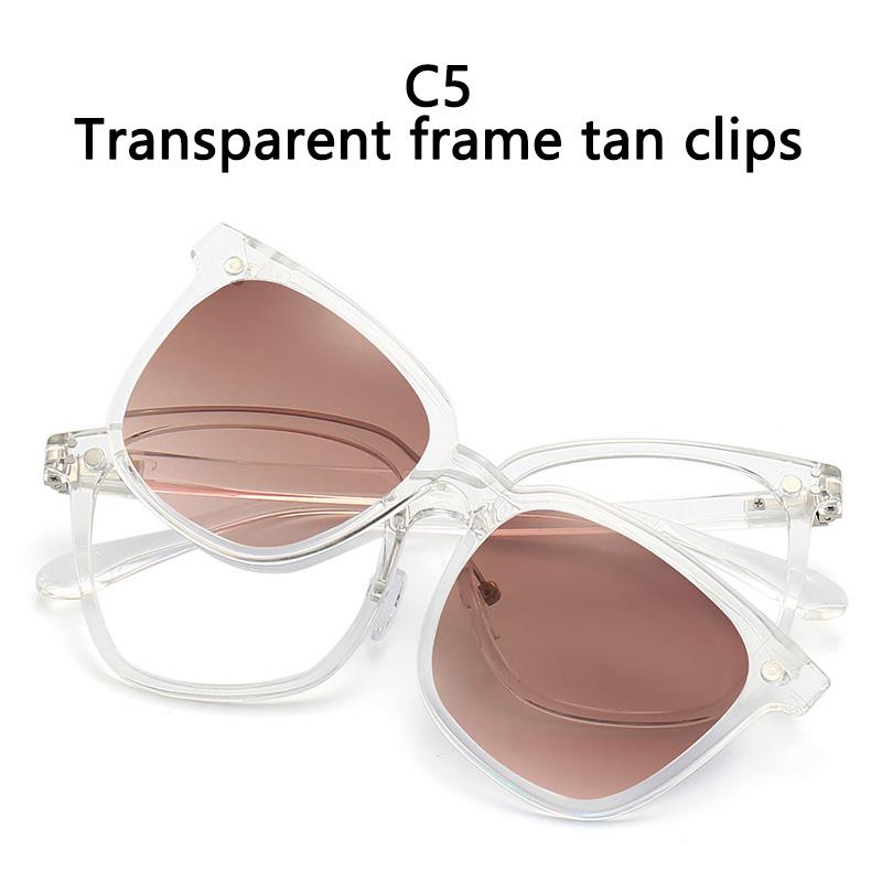 2 In 1 Clip On Glasses Transparent Frame Women Brand Design Clips Sunglasses Men Prescription Eyeglasses