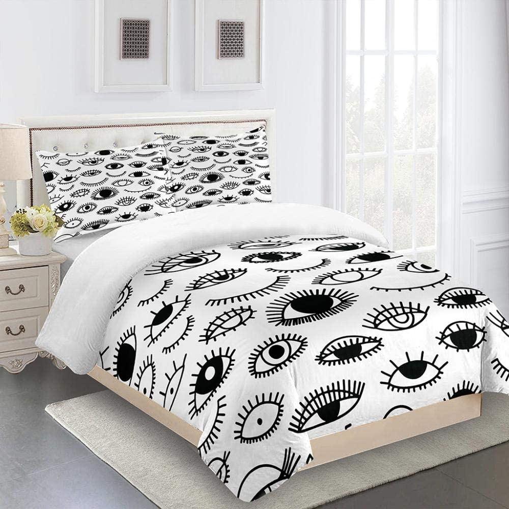 

Quilt Sets 3D Eyes Cartoon Print 3Pcs Duvet Cover, Comforter Cover Kids Quilt Cover Full Twin Size Children Bedroom Decoration W90xL190cm