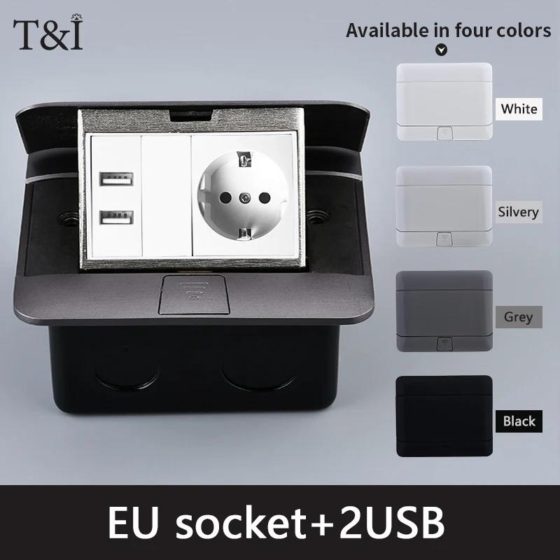 Hidden Ground PLUG Socket,Power Sockets With USB Charge Port,16A Russia Eu FR HDMI Standard POP-UP Floor Outlets 146x120mm