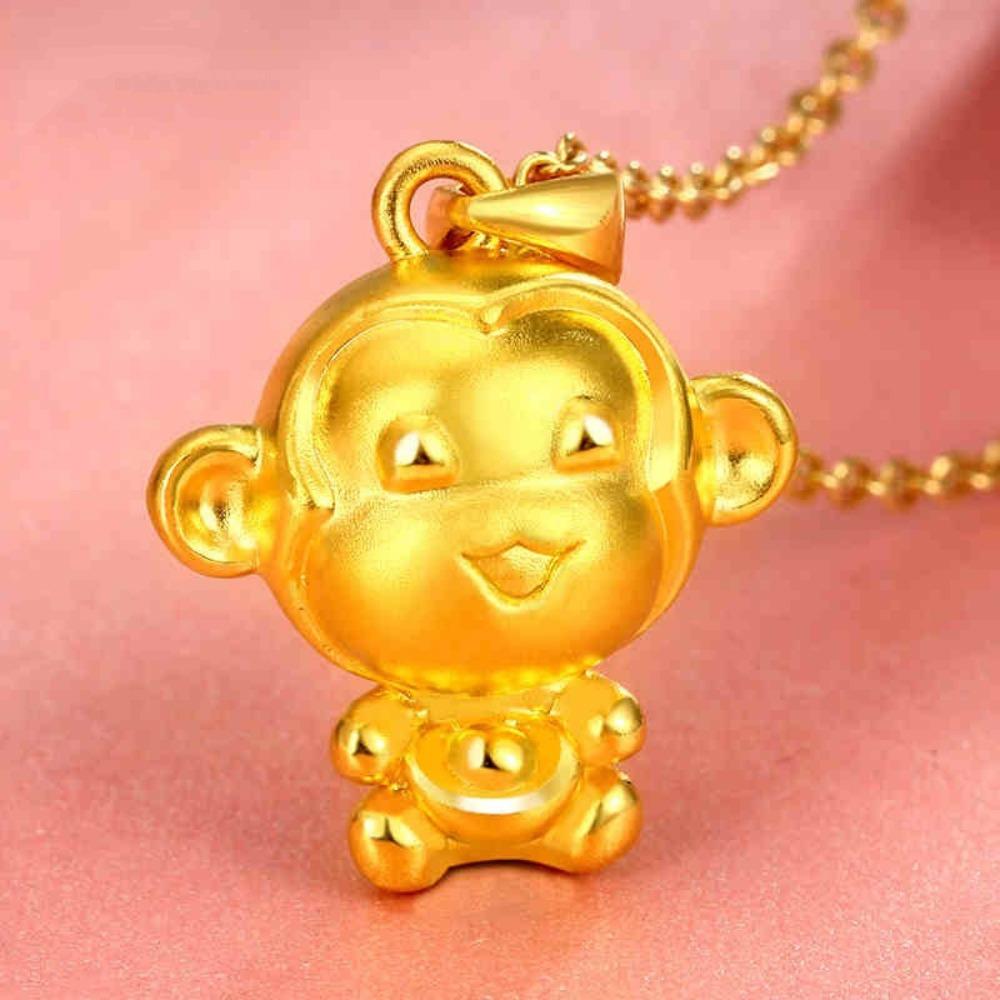 3D Gold Plated Monkey Pendant Necklace for Women Zodiac Animal Jewelry Fashion Gift