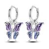 925 Sterling Silver Butterfly Crystal Star Earrings Colorful Feather Hoop Earrings For Women Wedding Engagement Birthday Gift