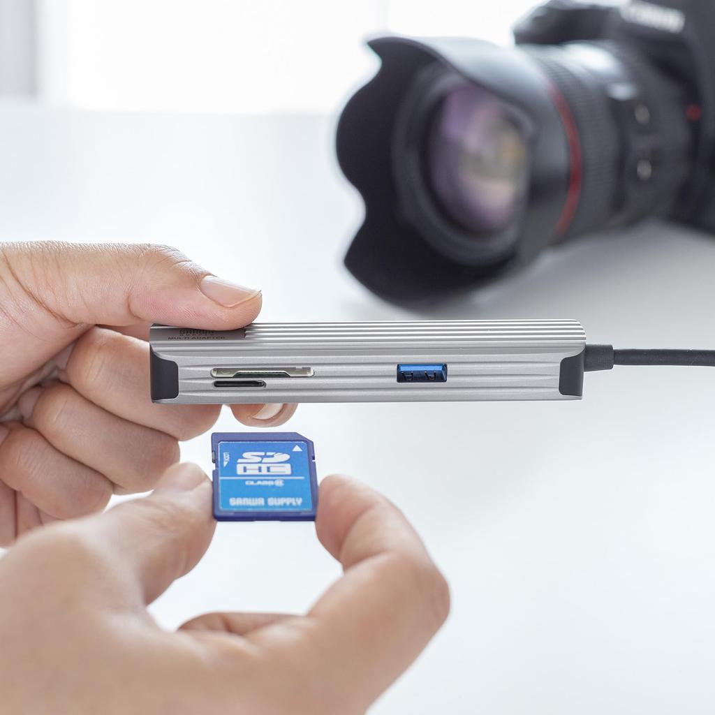 Sanwa Supply USB-3TCHC5S 5-in-1 USB Type-C Multi-Conversion Adapter (with HDMI and Card Reader)