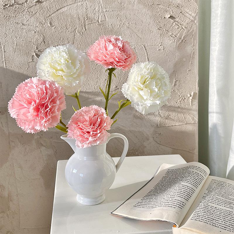 Carnation Fake Flower Arrangement - Perfect for Mother's Day, Teacher's Day, Home Décor, and Photo Prop