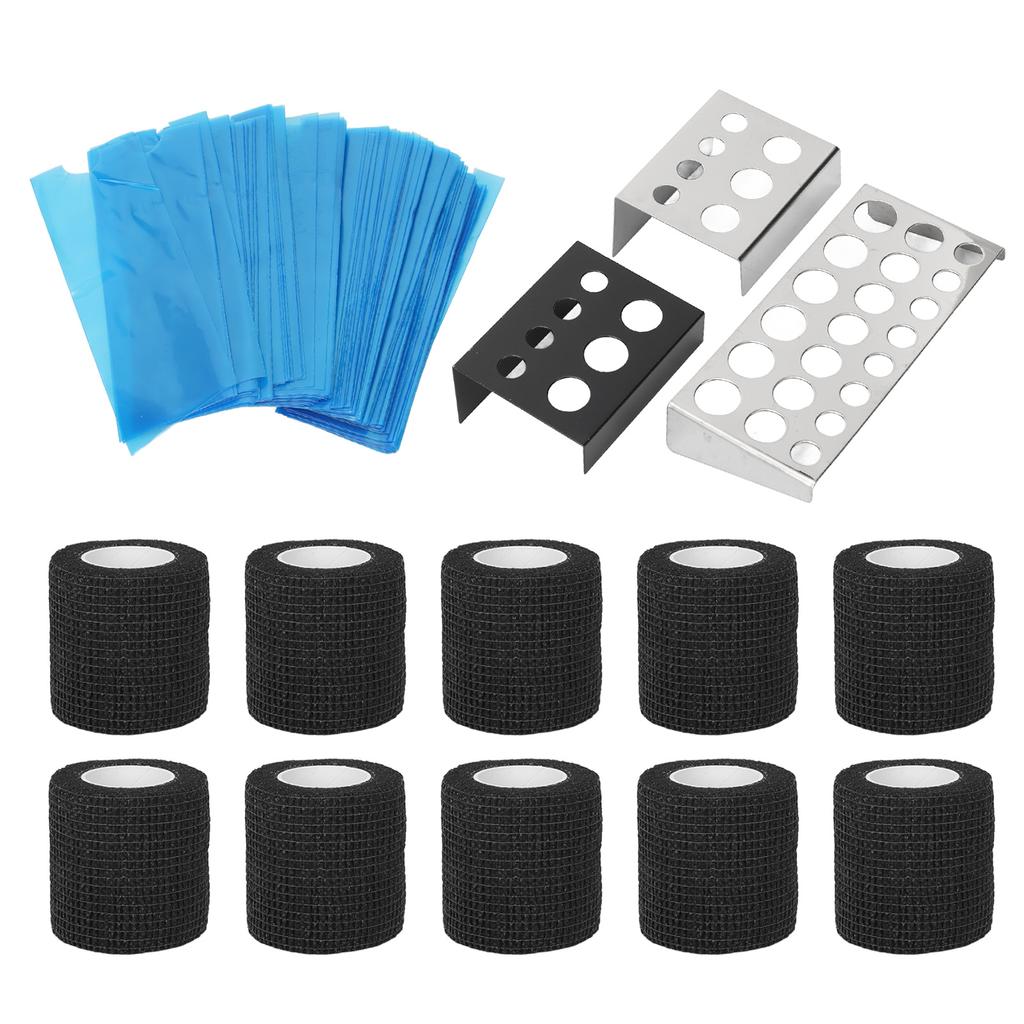 200 ks Krytů na tetovací strojek 3 ks Stojánků na kelímky s tetovací barvou Stojan na barvy 10 ks Gumiček na tetovací strojek