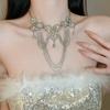 Light luxury diamond-encrusted water drop necklace, fashionable personality, heavy industry neck chain, bridal evening dress, high-end accessories