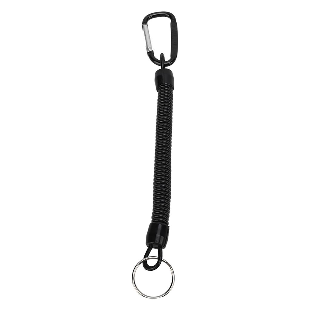 Retractable Spring Elastic Rope Security Gear Tool Anti Lost Keychain Fishing LanyardBlack