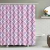 Purple Geometric Print Shower Curtain Waterproof Decorative Bath Mat Set For Home Bathroom Decoration Purple White Pink