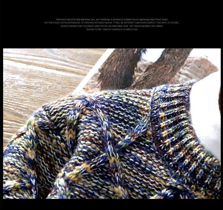 Winter 2025 Men's Korean Style Slim Fit Diamond Pattern Round Neck Pullover Knitwear
