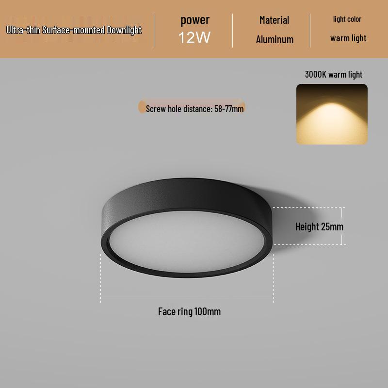 Ultradünne LED Aufbau Deckenleuchte Rund für Gänge, Flure, Eingangsbereiche - Stanzfreie Installation